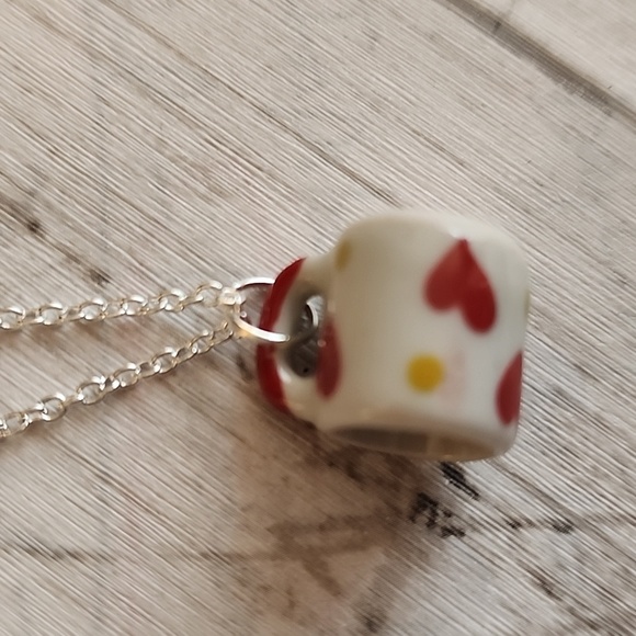 Starbucks Jewelry - I Love Coffee NECKLACE Ceramic Mug 925S Plated 20 inch chain